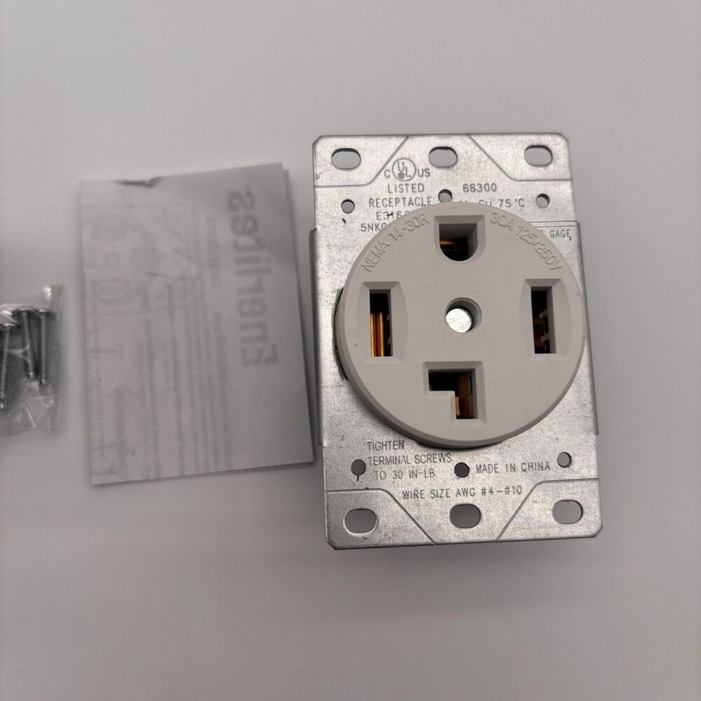 Enerlites 66300-W 30 Amp Dryer Receptacle Outlet NEMA 14-30R 125/250V White